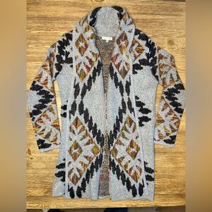 Woven Heart. Gray multicolored Aztec duster. M